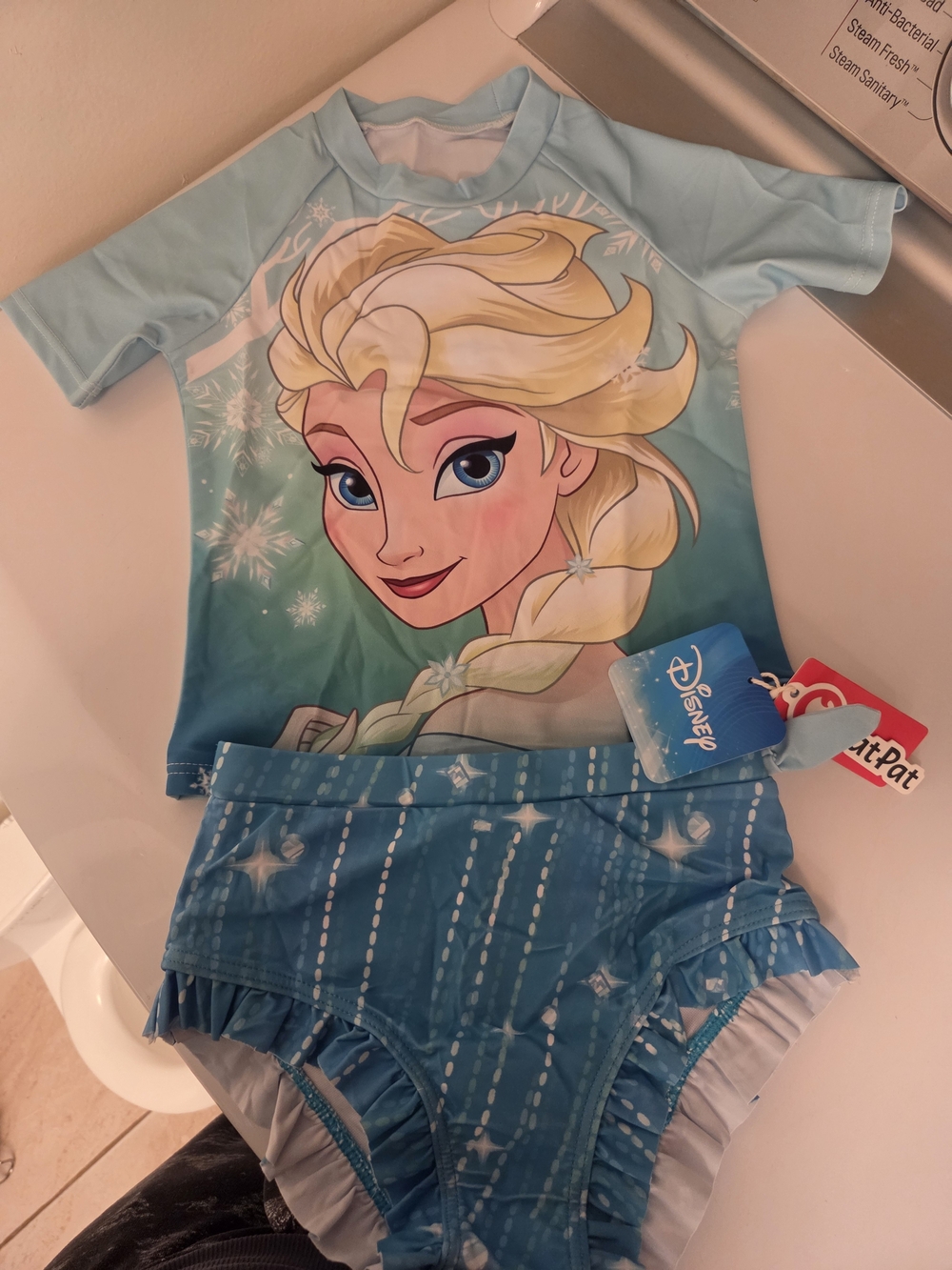 Disney Light Blue & Teal Elsa Rash Guard Swim Set